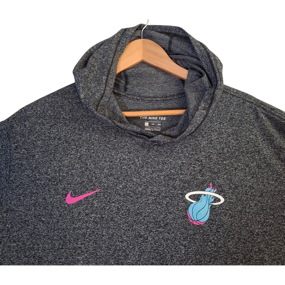 Nike Miami Heat Vice City Hoodie Long Sleeve Shirt Mens XXL Charcoal Grey Pink - Picture 2 of 8